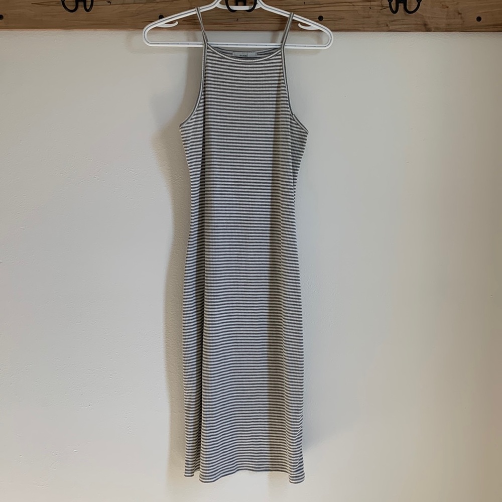 Ribbed knit striped midi dress